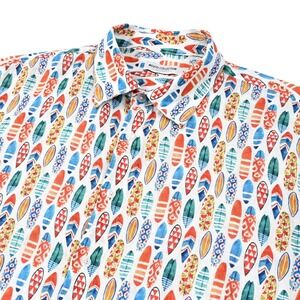 Mojito Collection Reserve Mens Linen Shirt Large Button Up Geometric Surfboards‎